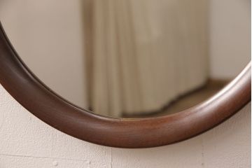 和製ビンテージ　秋田木工　シンプルで使い勝手抜群のミラー(鏡、ヴィンテージ)(R-052768)