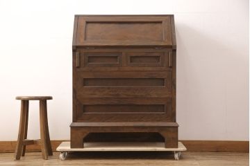 中古　松本民芸家具　スタイリッシュなデザインが美しいライティングビューロー(机、在宅ワーク、在宅用ワークデスク、引き出し、チェスト)(R-052771)