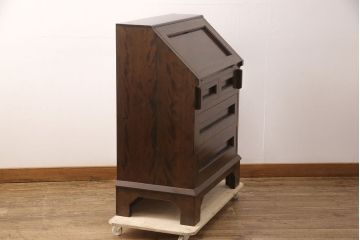 中古　松本民芸家具　スタイリッシュなデザインが美しいライティングビューロー(机、在宅ワーク、在宅用ワークデスク、引き出し、チェスト)(R-052771)