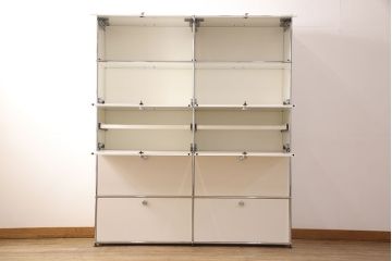 中古　USMハラー(USM Haller)　美しくシンプルなデザインが目を引く鉄製収納棚(定価約80万円)(戸棚、キャビネット)(R-052773)