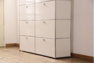 中古　USMハラー(USM Haller)　美しくシンプルなデザインが目を引く鉄製収納棚(定価約80万円)(戸棚、キャビネット)(R-052773)