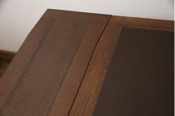 イギリスアンティーク　オーク材　脚の凝ったデザインが美しいドローリーフテーブル(エクステンションテーブル、ダイニングテーブル)(R-052776)