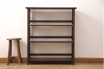 中古　松本民芸家具　#117型　和モダンスタイルにおすすめ!格子が魅力的な書棚(飾り棚、本棚、オープンラック)(R-052780)