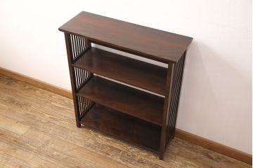 中古　松本民芸家具　#117型　和モダンスタイルにおすすめ!格子が魅力的な書棚(飾り棚、本棚、オープンラック)(R-052780)