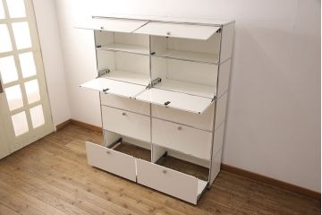 中古　USMハラー(USM Haller)　美しくシンプルなデザインが目を引く鉄製収納棚(定価約78万円)(戸棚、キャビネット)(R-052783)