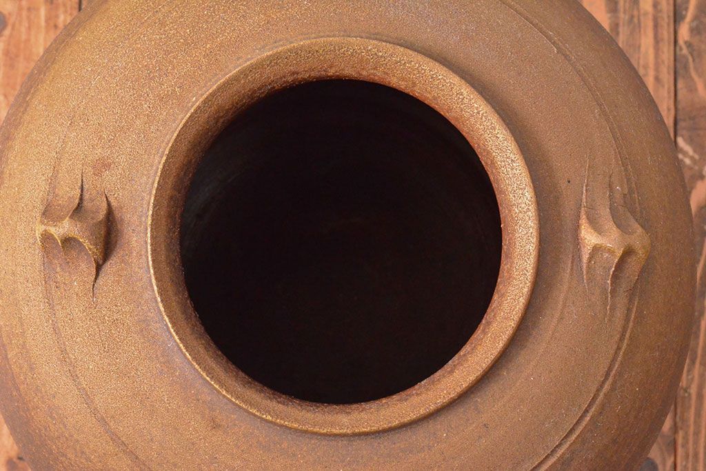 人間国宝　藤原雄　備前擂座　大壷(共箱、花入、花器)(R-052789)