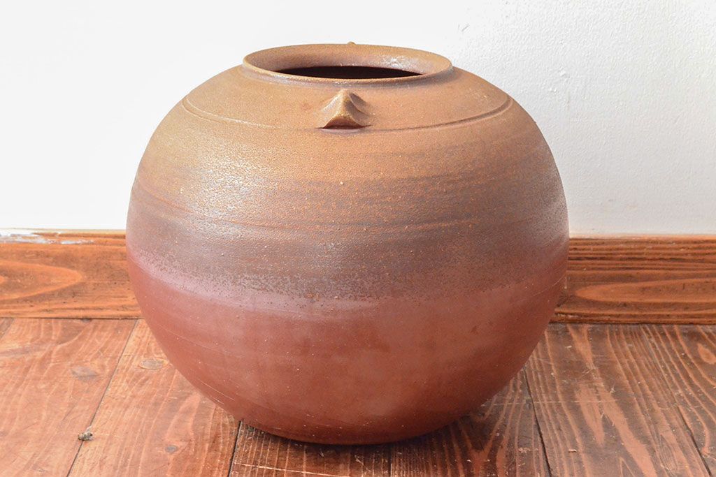 人間国宝　藤原雄　備前擂座　大壷(共箱、花入、花器)(R-052789)