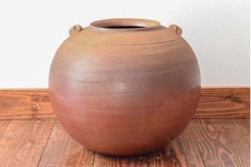 人間国宝　藤原雄　備前擂座　大壷(共箱、花入、花器)(R-052789)