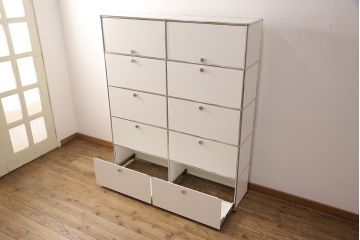 中古　USMハラー(USM Haller)　美しくシンプルなデザインが目を引く鉄製収納棚(定価約78万円)(戸棚、キャビネット)(R-052790)