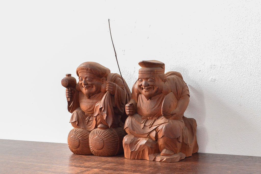 恵比寿 大黒　木彫　郷土玩具　時代　骨董　古美術　張子型　江戸　明治　昭和 恵比寿 大黒 木彫 郷土玩具 時代 骨董 古美術 張子型 江戸 明治