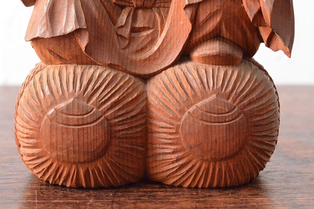 大正十三年　土田照清　恵比寿　大黒　木彫(在銘、作家物)(R-052791)