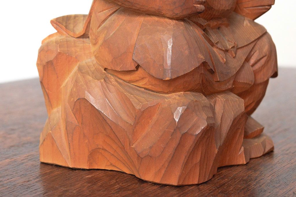 大正十三年　土田照清　恵比寿　大黒　木彫(在銘、作家物)(R-052791)