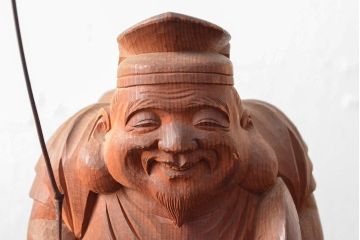 大正十三年　土田照清　恵比寿　大黒　木彫(在銘、作家物)(R-052791)