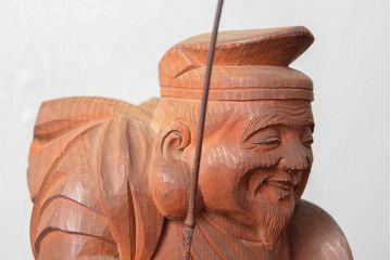 大正十三年　土田照清　恵比寿　大黒　木彫(在銘、作家物)(R-052791)