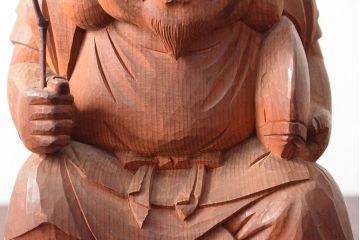 大正十三年　土田照清　恵比寿　大黒　木彫(在銘、作家物)(R-052791)