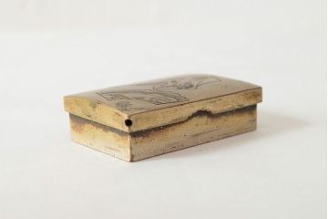 明治期　梨地螺鈿高蒔絵　鶏図　木製硯箱(漆器、書道具)(R-052792)