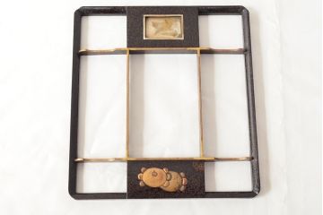 明治期　梨地螺鈿高蒔絵　鶏図　木製硯箱(漆器、書道具)(R-052792)
