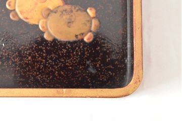 明治期　梨地螺鈿高蒔絵　鶏図　木製硯箱(漆器、書道具)(R-052792)