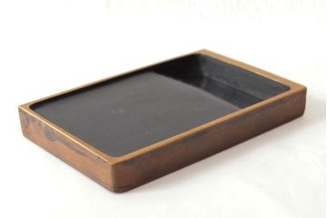 明治期　梨地螺鈿高蒔絵　鶏図　木製硯箱(漆器、書道具)(R-052792)