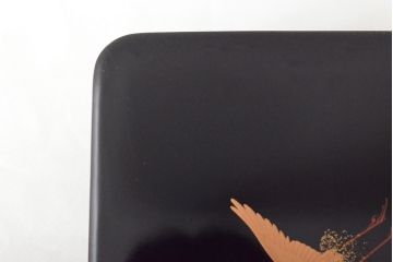 明治期　鶴亀の図　内梨地　蒔絵　木製文箱(書箱、漆器)(R-052793)