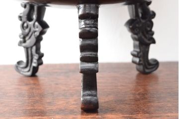 明治期　金鐘堂　紫銅鼎形　香炉(三足、唐獅子)(R-052794)