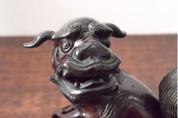 明治期　金鐘堂　紫銅鼎形　香炉(三足、唐獅子)(R-052794)