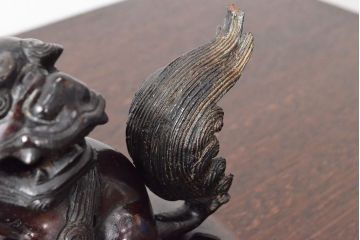 明治期　金鐘堂　紫銅鼎形　香炉(三足、唐獅子)(R-052794)