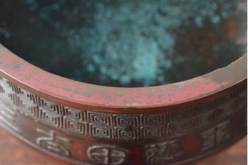 明治期　金鐘堂　紫銅鼎形　香炉(三足、唐獅子)(R-052794)