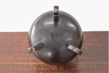 明治期　金鐘堂　紫銅鼎形　香炉(三足、唐獅子)(R-052794)