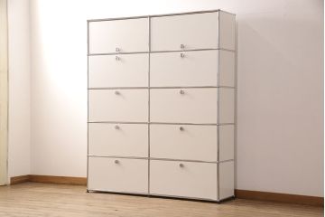 中古　USMハラー(USM Haller)　美しくシンプルなデザインが目を引く鉄製収納棚(定価約80万円)(戸棚、キャビネット)(R-052795)