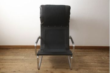 デンマークビンテージ　希少!!　モビリア(mobilia)　BO-EX社製　メンズライクの空間づくりに活躍する本革ラウンジソファ(一人掛け、1人掛けソファ、ヴィンテージ、応接セット、北欧)(R-052799)