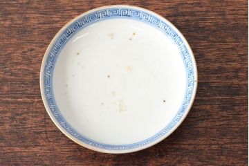 幕末〜明治　色絵染付　蓋茶碗3客(和食器)(R-052808)