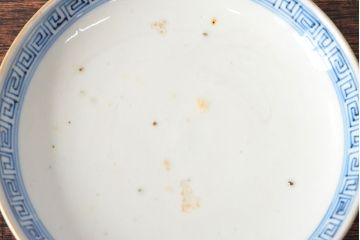 幕末〜明治　色絵染付　蓋茶碗3客(和食器)(R-052808)