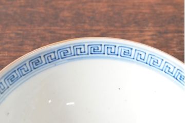 幕末〜明治　色絵染付　蓋茶碗3客(和食器)(R-052808)
