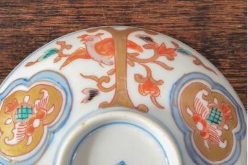 幕末〜明治　色絵染付　蓋茶碗3客(和食器)(R-052809)