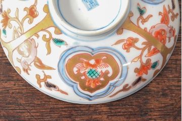 幕末〜明治　色絵染付　蓋茶碗3客(和食器)(R-052809)