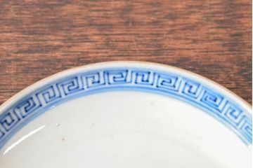 幕末〜明治　色絵染付　蓋茶碗3客(和食器)(R-052809)