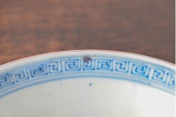 幕末〜明治　色絵染付　蓋茶碗5客(和食器)(R-052811)