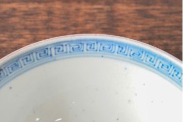 幕末〜明治　色絵染付　蓋茶碗5客(和食器)(R-052811)