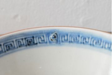 幕末〜明治　色絵染付　蓋茶碗5客(和食器)(R-052811)