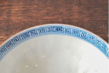 幕末〜明治　色絵染付　蓋茶碗5客(和食器)(R-052812)