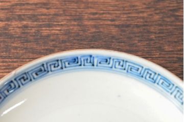 幕末〜明治　色絵染付　蓋茶碗5客(和食器)(R-052813)