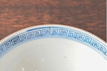 幕末〜明治　色絵染付　蓋茶碗5客(和食器)(R-052813)