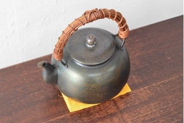 玉川堂　草蔓　銅製湯沸(共箱、草づる、鎚起、銀摘?)(R-052814)