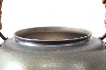 玉川堂　草蔓　銅製湯沸(共箱、草づる、鎚起、銀摘?)(R-052814)
