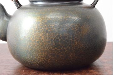 玉川堂　草蔓　銅製湯沸(共箱、草づる、鎚起、銀摘?)(R-052814)