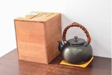 玉川堂　草蔓　銅製湯沸(共箱、草づる、鎚起、銀摘?)(R-052814)