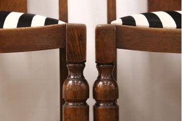 イギリスアンティーク　オーク材　脚や背もたれの凝ったデザインが魅力的なダイニングチェア4脚セット(椅子、イス)(R-052818)