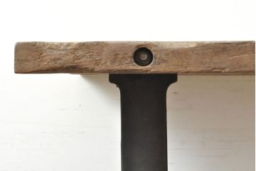 フランスアンティーク　インダストリアル　鋳物脚が無骨で格好いい作業台(ダイニングテーブル、コンソールテーブル)(R-052831)