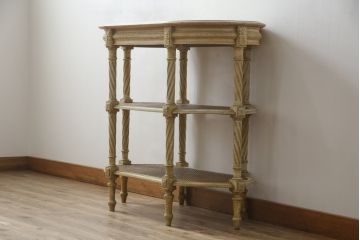 フランスアンティーク　高級品　ブロカント　凝ったつくりや彫刻が素晴らしい味わいを醸し出すサイドテーブル(オケージョナルテーブル、コンソールテーブル)(R-052832)